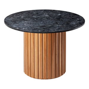 Czarny granitowy stół z podstawą z drewna dębowego RGE Moon, ⌀ 105 cm