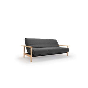Ciemnoszara rozkładana sofa ze zdejmowanym obiciem Innovation Balder Flashtex Dark Grey, 97x230 cm