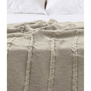 Beżowa bawełniana narzuta na łóżko dwuosobowe 200x220 cm Trenza – Oyo Concept