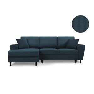 Kooko Home Jazz ciemnoniebieska sztruksowa sofa rozkładana, lewy narożnik