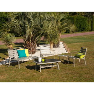 Zestaw stołu ogrodowego, krzeseł, ławki i podnóżka Ezeis Spring Lounge