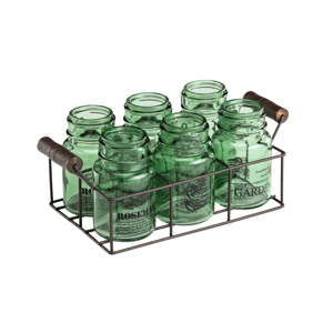Zestaw 6 zielonych szklanek z metalowym koszyczkiem Ego Dekor Green Way