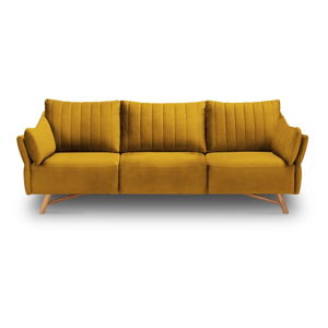 Żółta sofa z askamitnym obiciem Interieurs 86 Elysée, 232 cm
