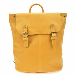 Żółty plecak skórzany Roberta M, 34.5x33 cm