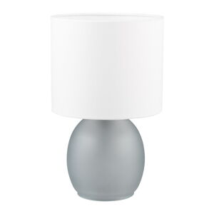 Biała/srebrna lampa stołowa z tekstylnym kloszem (wysokość 29 cm) Vela – Trio