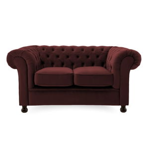 Bordowa sofa dwuosobowa Vivonita Chesterfield 