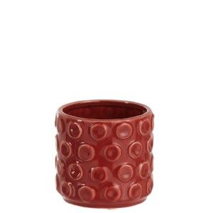 Czerwona doniczka ceramiczna J-Line Spheres, wys. 11 cm