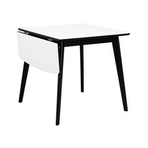 Czarno-biały stół z rozkładanym blatem Rowico Olivia, dł. 80 + 30 cm