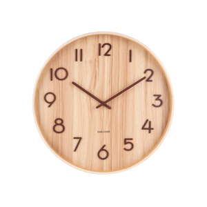 Jasnobrązowy zegar ścienny z drewna lipy Karlsson Pure Large
