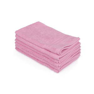 Zestaw 6 różowych ręczników łazienkowych, 50x30 cm
