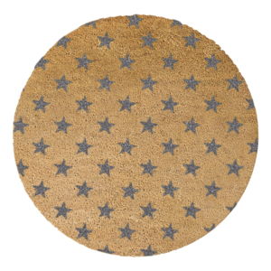 Szara okrągła wycieraczka z naturalnego włókna kokosowego Artsy Doormats Stars, ⌀ 70 cm