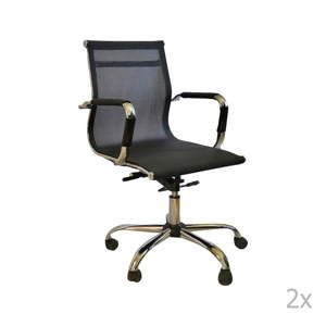 Zestaw 2 czarnych krzeseł biurkowych na kółkach Evergreen House Dally