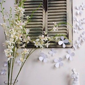 Zestaw 12 naklejek elektrostatycznych 3D Ambiance Flowers White 