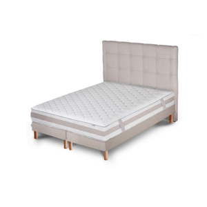 Jasnoszare łóżko z materacem i podwójnym boxspringiem Stella Cadente Maison Saturne Dahla, 180x200 cm