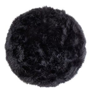 Czarny dywan okrągły z owczej skóry Royal Dream Zealand, ⌀ 70 cm