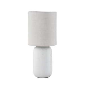 Szara lampa stołowa z ceramiki i tkaniny Trio Clay, wys. 35 cm