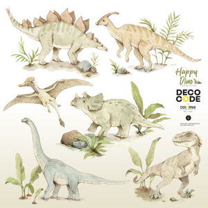 Zestaw naklejek ściennych dla dzieci z motywami dinozaurów Dekornik Happy Dino, 70x70 cm