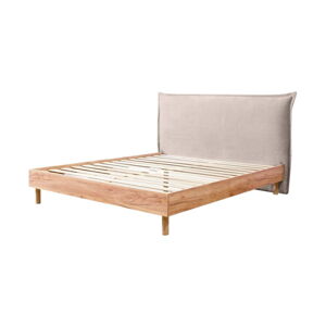 Beżowo-naturalne łóżko dwuosobowe ze stelażem 160x200 cm Charlie – Bobochic Paris