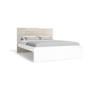 Białe łóżko dwuosobowe w dekorze dębu 140x190 cm Sahara – Marckeric
