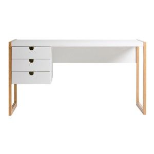 Białe biurko Marckeric Square, 140x75 cm