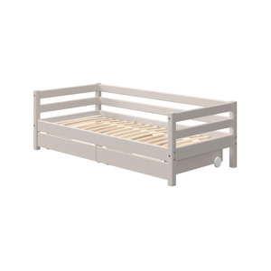 Szare dziecięce łóżko z drewna sosnowego z dodatkowym wysuwanym łóżkiem Flexa Classic