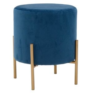 Niebieski stołek z aksamitnym obiciem InArt Metallic