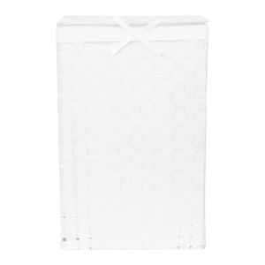 Biały kosz na pranie z pokrywką Compactor Laundry Basket Linen, wys. 60 cm