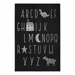 Czarny dywan dla dzieci Ragami Letters, 80x150 cm