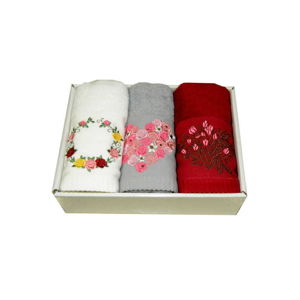 Zestaw 3 ręczników z kwiatowym motywem Pure Cotton, 45x70 cm