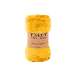 Narzuta z mikropluszu w odcieniach ochry na łóżko dwuosobowe 220x240 cm Cosy - Tiseco Home Studio