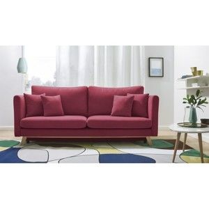 Czerwona rozkładana sofa 3-osobowa Bobochic Paris Triplo