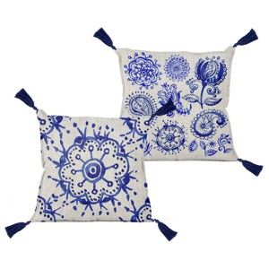 Poduszka Linen Couture Borlas Blue Flowers, 45x45 cm