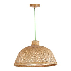 Zielona/naturalna lampa wisząca z bambusowym kloszem ø 52 cm – SULION