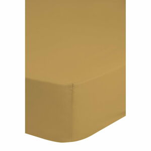 Ciemnożółte elastyczne prześcieradło z satyny bawełnianej HIP, 180x200 cm