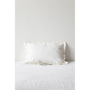 Biała poduszka lniana z falbanką Linen Tales, 50x60 cm