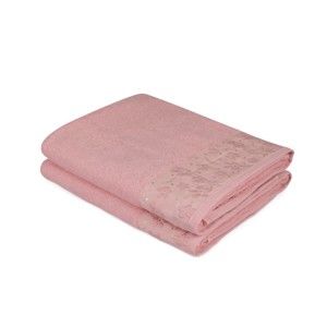Zestaw 2 różowych ręczników z czystej bawełny Mariana, 90x150 cm