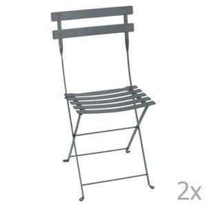 Komplet 2 szarych składanych krzeseł ogrodowych Fermob Bistro