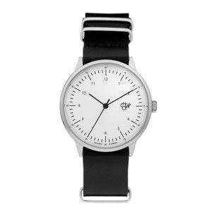 Zegarek z czarnym paskiem i białym cyferblatem CHPO Harold