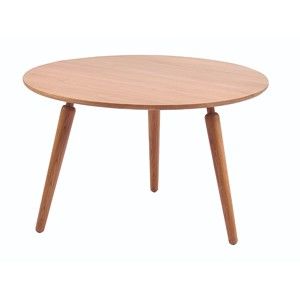 Stolik z drewna dębowego Folke Cappuccino, wys. 50 cm x ∅ 80 cm