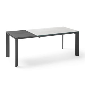 Szaro-czarny stół rozkładany do jadalni sømcasa Tamara Snow, dł. 160/240 cm