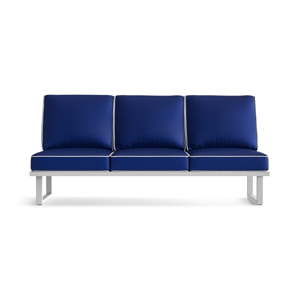 Niebieska 3-osobowa sofa ogrodowa z białą lamówką Marie Claire Home Angie