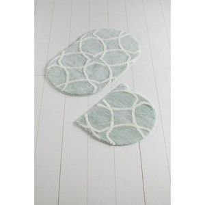 Zestaw 2 jasnoniebieskich dywaników łazienkowych Confetti Bathmats Bonne Oval Mint