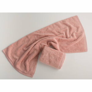 Różowy bawełniany ręcznik kąpielowy El Delfin Lisa Coral, 70x140 cm