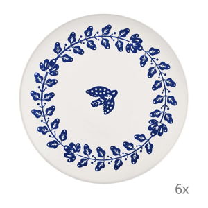 Zestaw 6 biało-niebieskich porcelanowych talerzy Mia Bloom, ⌀ 26 cm