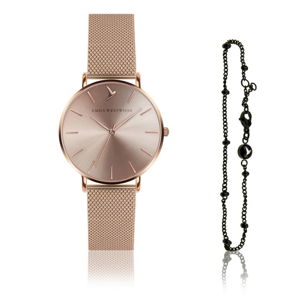 Zestaw damskiego zegarka i bransoletki ze stali nierdzewnej w kolorze różowego złota Emily Westwood Rosa