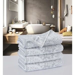 Zestaw 4 ręczników bawełnianych Descano Preyo Gris, 50x100 cm