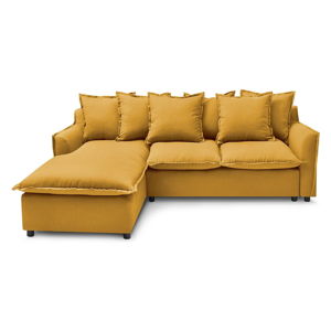 Żółta sofa rozkładana Bobochic Paris Mona, lewostronna