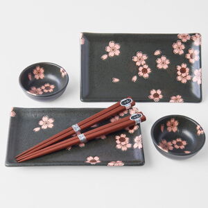 6-częściowy komplet szarych naczyń ceramicznych do sushi MIJ Sakura