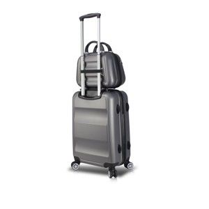 Zestaw szarej walizki na kółkach z USB i walizki podręcznej My Valice LASSO MU & Cabin