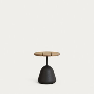 Czarny/naturalny okrągły stolik z blatem z drewna akacjowego ø 43 cm Saura – Kave Home